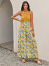 Openwork Halter Neck Floral Wide Leg Jumpsuit - Odaingerous